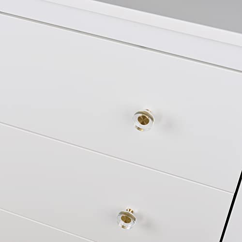 Qogrisun 10-Pack Glass Crystal Knobs Brass Drawer Knobs Dresser Pulls, 1-1/4-Inch Round, Gold Cabinet Hardware For Kitchen Bathroom #TOP4