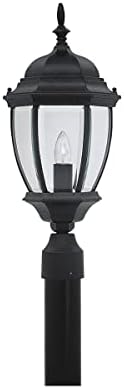 Designers Fountain 1-Light Tiverton Outdoor Post Lantern, 21.5 Inch Exterior Lighting Fixture, Black, 2436-BK