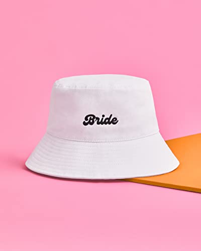 xo, Fetti White Bride Bucket Hat | Bachelorette Party Decorations, Bridal Shower Gift, Bach Favors, Engagement Party Accessory, Camp Bride to Be