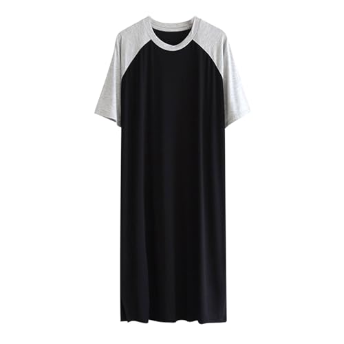 Nightshirt for Men Nightgown Short Sleeve Crewneck Sleepshirt Pajama Shirt Summer Comfy Big & Tall Henley Sleep Gowns