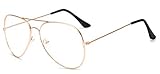 My Shades - Little Children's Kids Classic Retro Aviator Sunglasses Metal Frame Ages 2 to 6 (Gold, Clear)
