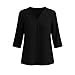 Womens Cotton Linen Tops Summer V Neck T Shirts 3/4 Sleeve Dressy Casual Loose Fit Blouses Trendy Fashion Outfits Black