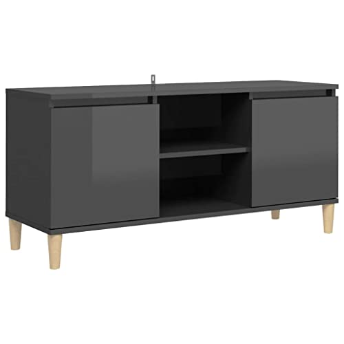 vidaXL-Mueble-de-TV-Patas-Soporte-Mobiliario-Aparador-Estante-Salon-Sala-de-Estar-Dormitorio-Decoracion-Gris-Hormigon-1035x35x50-cm-Madera-Maciza