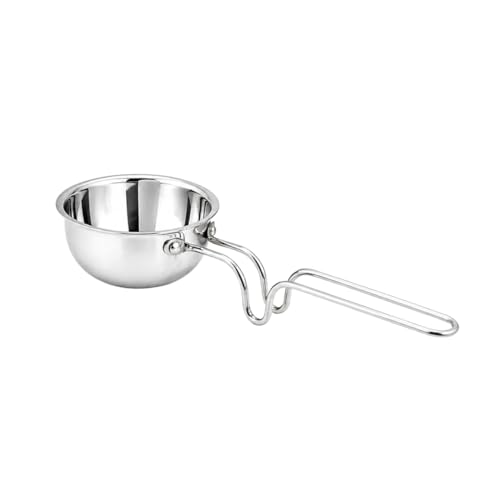 Image of Shri & Sam Everyday 11cm /300ml Tri-Ply Stainless Steel Tadka Pan with Stand-Handle | Gas & Induction Compatible | Heavy Gauge | Long Wire Handle for Cool Grip