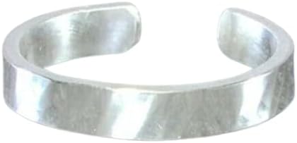 14k White Gold Plated Solid Metal 925 Silver Women's Adjustable Band Toe Ring