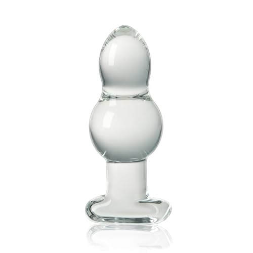 Roluck Plug Anal De Vidrio, Plug De Cristal Con 2 Bolas, Dildo Anal De Vidrio, Entrenador Anal, Bolas Anales, Juguetes Sexuales Para Hombres Y Mujeres, MasturbacióN, Regalo De San ValentíN (S)