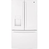 GE GFE26JGMWW 36" French Door Refrigerator with 25.6 cu. ft. Capacity Energy Star External Water and Ice Dispenser LED Lighting Spill Proof Shelves Energy Star ADA Compliant in White