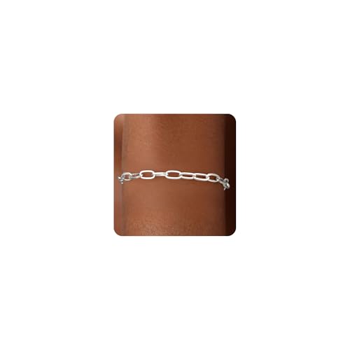 Treasure Bender S925 Sterling Silver Paperclip Chain Bracelets for Women - Sterling Silver Paperclip Chain Bracelet Handmade Jewelry Gold Bracelets for Women 7.5