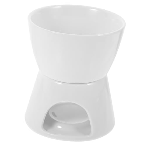 Garneck 1set Ceramic Fondue Melting Pot Cheese Heating Gadget with Forks for Baking Cooking Housewarming Candle Heated Sturdy Design for -term Use