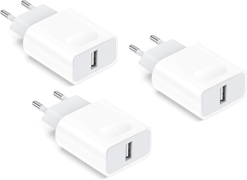 Cargador USB, 3-Pack 2.1A/5V Enchufe USB Adaptador Pared Universal Compatible con iPhone 11 X/XS/XS MAX/XR 8 7 6 6S Plus SE 2020 5S, Samsung Galaxy S9 S8 S7, Android,Tableta,Pad