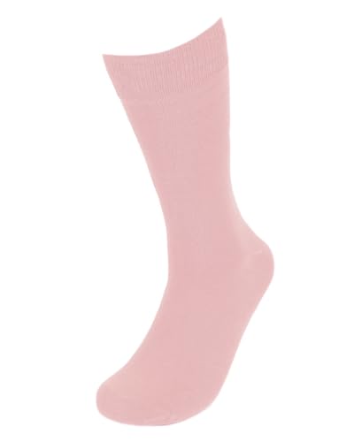 Feraricci Solid Color Polyester Socks for Men Casual and Formal Attire Mid Rise Mens Crew Socks - Light Pink