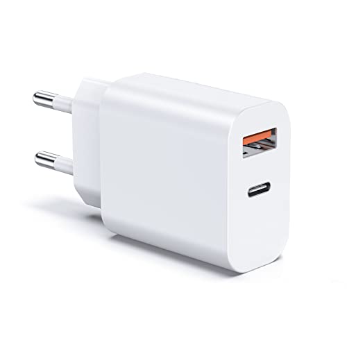 MEROM 20W Cargador de Pared USB A y C Compatible Fuente de Alimentación PD 3.0 y QC 3.0 / QC 2.0 para i Phone 13 12 Pro MAX Xiaomi Huawei Samsung iOS Android Adaptador Cover