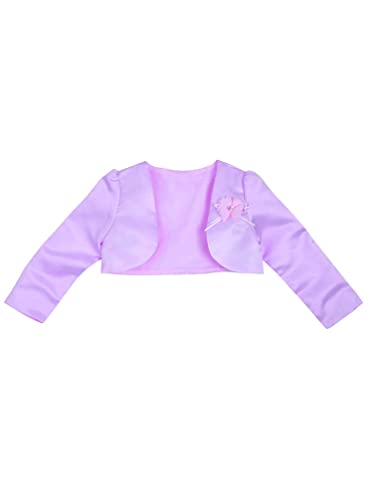 Kids Girls Long Sleeves Bolero Shrug Formal Satin Cardigan Jacket Wedding Pageant Flower Dress Cover Up3