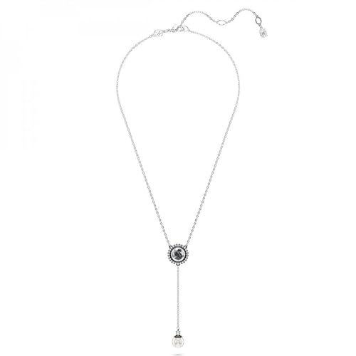 Swarovski Swan - Colgante en Y chapado en rodio para mujer, gris, 42-49 cm, metal, cristal, 42-49 cm, Metal, Cristal