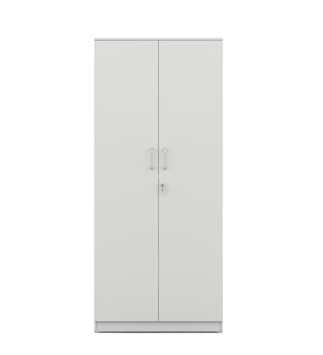 Image of Axel 2 Door Wardrobe Engineered Wood | Frosty White Finish | Matte | Knock Down | Bedroom Storage with 3 Shelves | Water & Scratch Resistant | 3-Year Warranty
