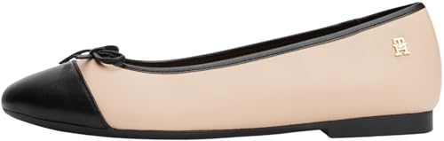 Tommy Hilfiger Bailarinas Mujer Toe Cap de Piel, Beige (Misty Blush), 39