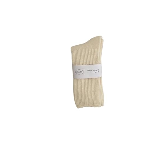 FOVAOK Kawaii Cute Solid Color Cashmere Thermal Socks Sox Wool Socks Women Autumn Winter Thick Warm Long Socks(Pink)