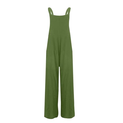 Image of Kubbon Womens Wide Leg Jumpsuits Sleeveless Straps Bib Overalls Summer Baggy Casual Pants Rompers Overalls with Pockets