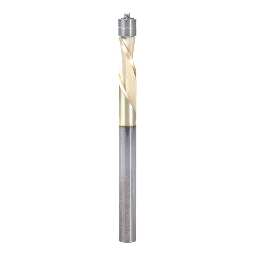 Amana Tool Solid Carbide Aluminum Cutting Spiral Flush Trim Router Bit, ZrN Coated, 51522-Z, Down-Cut 1/4 Dia x 1/2 Cut Length x 1/4 Shank x 3 Inch L