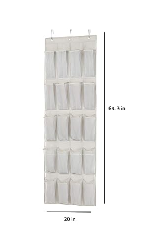 Amazon Basics Large Pocket Hanging Shoe Organizer, Grayish Tan | Over-the-Door, 20