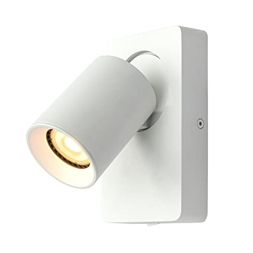 Topmo-plus lampara de pared con interruptor focos de pared de interior lampara cabecero cama interior giratorio blanco GU10 5w LED Bombilla dimmer rotable Cover