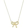 Gold Bow Necklace for Wome Trendy 14K Gold Plated Bowknot Dainty Bow Pendant Chain Necklace Cute Small Bow Choker Necklaces for Women Jewelry Gift