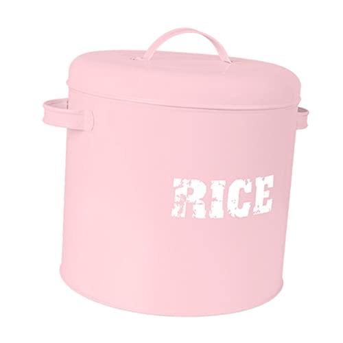 Garneck 1Pc Sheet Pink Iron Pet Food Storage Bucket Large Capacity Sealed Container for Dog Cat Food with Measuring Cup Moistureproof Design for Freshness Durable Elegant Pet Supplies