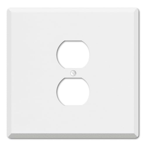 Metal Oversized Outlet Cover Plate 5.5 x 5.5 Jumbo Duplex Wall Plate Extra Large White Outlet Cover Plate for Drywall Repair Covers Outlet Gaps Holes and Wall Damage