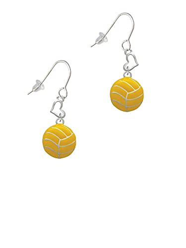 Delight Jewelry Silvertone Large Water Polo Ball Small Heart French Earrings2