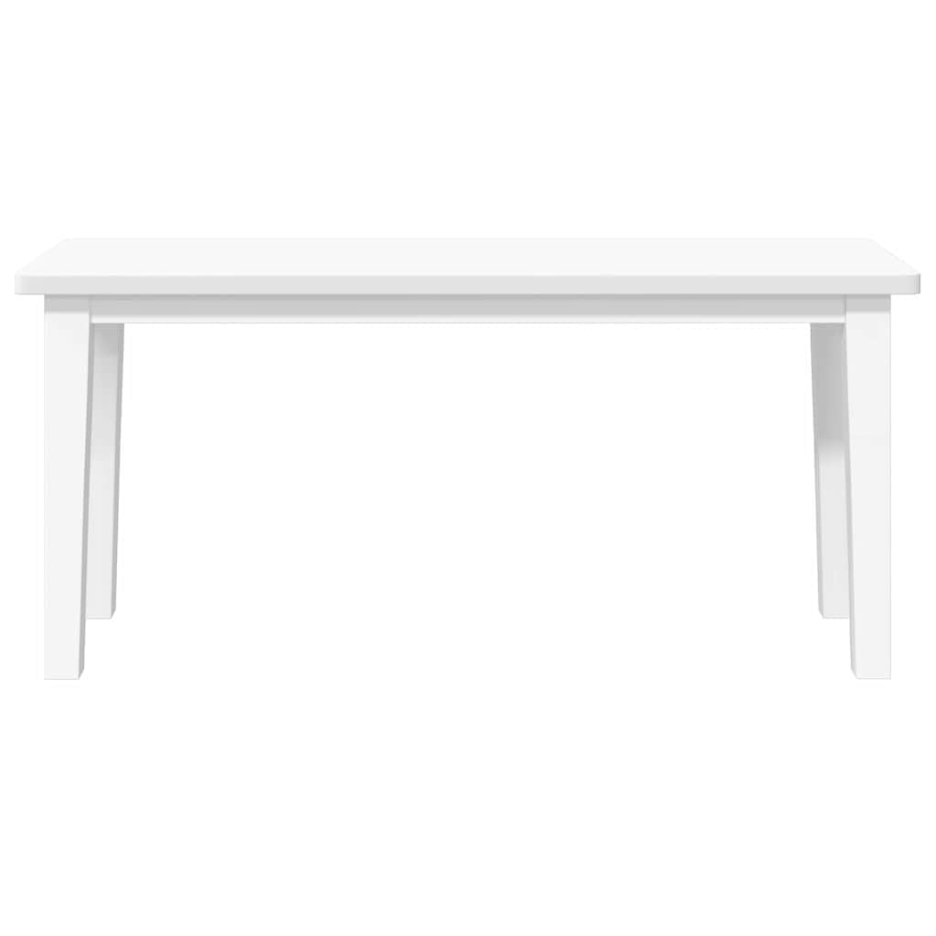 Banc d'intérieur en bois d'hévéa massif blanc de 90 cm de vidaXL, avec pieds en bois, stable et résistant, polyvalent pour les repas ou comme siège d'appoint, facile à nettoyer
