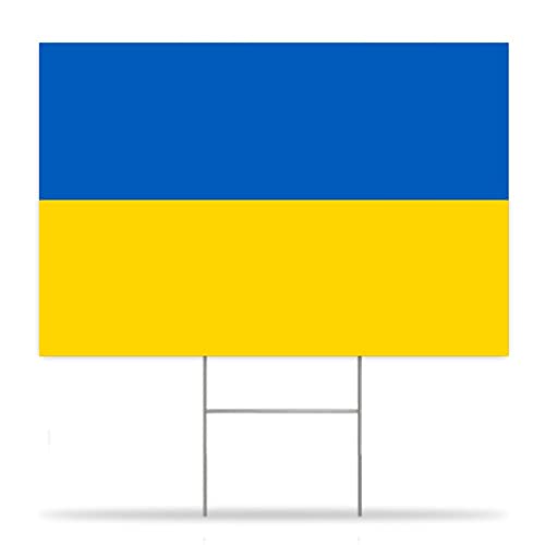 Junelucky Ukraine Flag Yard Sign Country National Flag Corrugated Plastic Decorative Yard Sign With Metal H-Stakes Farmhouse Street Welcome Lawn Yard Signs For Outside Patio Garden Decor 12X18 Inch #TOP2