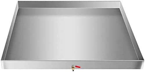 heavy duty ss steel washer machine drain pan, 304 thick 18ga drip tray catch washer machine drain pan heavy duty 304 stainless steel washing machine tray thickness is 1.5 mm,27 x 25 x 2.5 inch