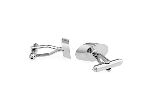 Mancuernillas ovaladas plateadas para hombre miniatura 1