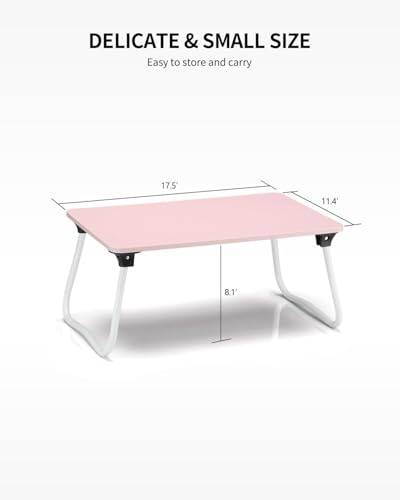 Image of Ruxury Foldable Lap Desk Laptop Stand Bed Desk Table Tray, Breakfast Serving Tray, Portable & Lightweight Mini Table, Lap Tablet Desk for Sofa Couch Floor - Pink