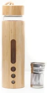 Rubyle 20oz Glass Water Bottle with Bamboo Lid and Sleeve Aesthetic Tea Infuser Reusable for Hot/Iced Coffee and Loose Tea's - BPA Free