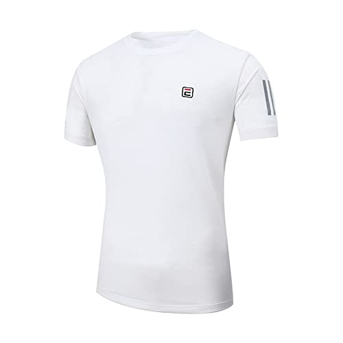 ZXJ T-shirt de sport à manches courtes pour homme - Respirant - Maille sèche - L-9XL - Couleur : blanc - Taille : L Cover