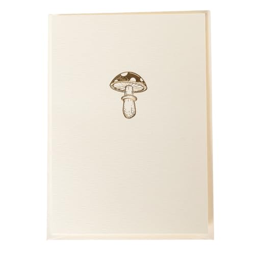 Image of Graphique Mushroom Cards, Pack of 10 Cards with Envelopes, All Occasion Greetings, Blank Inside, Gold Foil Embossing, La Petite Press Collection Boxed Set, 3.25 inch x 4.75 inch