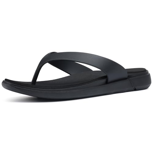 shevalues Womens Flip Flops with Mild Arch Support Comfortable Lightweight Thong Sandals Summer Beach Walking Slides Black 39
