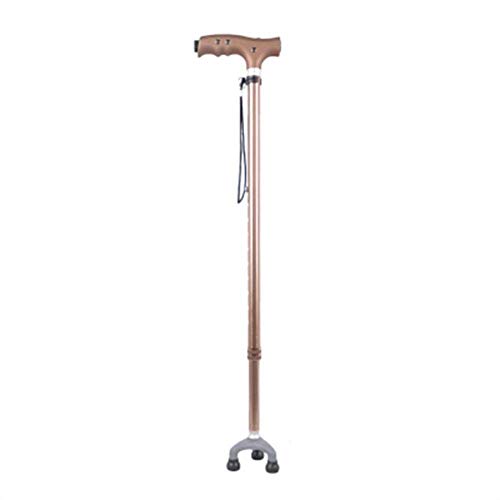 Bastón para Ancianos Bastón para Ancianos Elescópico Estable Antideslizante Ligero Altura Ajustable con 3 pies móviles y muleta LED marrón Claro