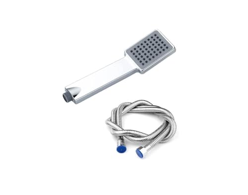 Cabezal de ducha cuadrado delgado rectangular 1 modo de acero inoxidable 150 cm manguera de baño ANI-cal escala alcachofa de ducha lluvia mano ahorro de agua ducha de mano baño ducha de mano