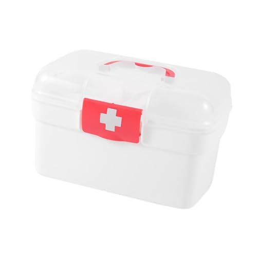 Menolana Medical First Aid Box Medical Case Large Size Divided Compartment Emergency Storage Box Small Medicine Box Travel Toy Camping, L