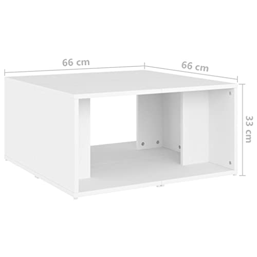 Table basse blanche en bois modulaire avec étagère de rangement pour salon - 3