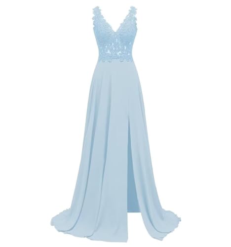 Damen Chiffon Brautjungfernkleider für Hochzeit Falten Ballkleid mit...