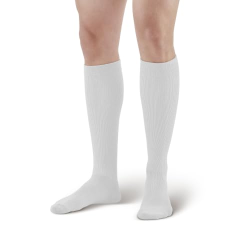 Ames Walker 20-30 mmHg Coolmax Knee High Compression Socks White Medium