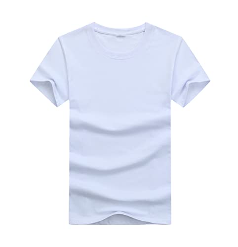 T-shirt d'été coton homme grande taille blanc 3XL respirant et léger
