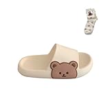 AONUOWE Kawaii Slipper Bear Heart Cloud Slide with Cute Socks Girls Women Home Beach Bathroom Slide