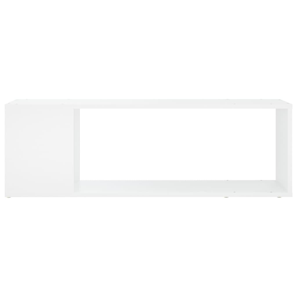 Mobile per TV in legno bianco, 100 x 24 x 32 cm, con 2 ripiani, per soggiorno, camera da letto, ufficio, salvaspazio, robusto, facile da pulire, adatto come contenitore per DVD, CD