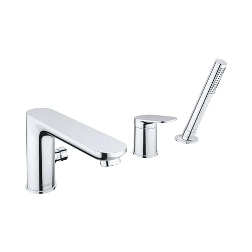 Duravit Wave 3-Loch Wannenarmatur, Einhebel-Wannenmischer mit Keramikmischsystem, Badewannenarmatur, Chrom