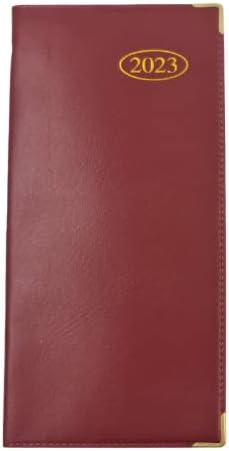 2023 Slim Line Week to View Padded Diary Metal Corner Case Bound Diary for Home and Office Use (Red)