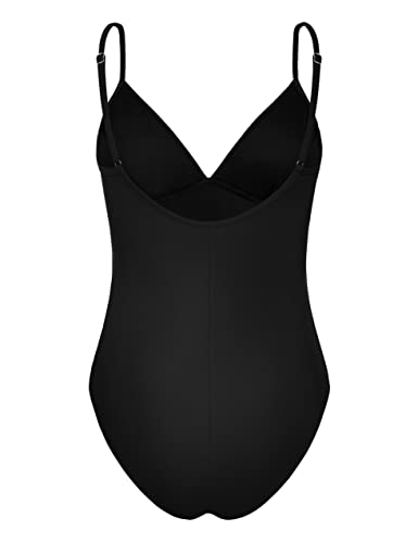 Hilor Black Mesh Bathing Suits For Women Retro Wrap One Piece Swimsuit Surplice High Waisted Monokini Swimwear 8 #TOP5